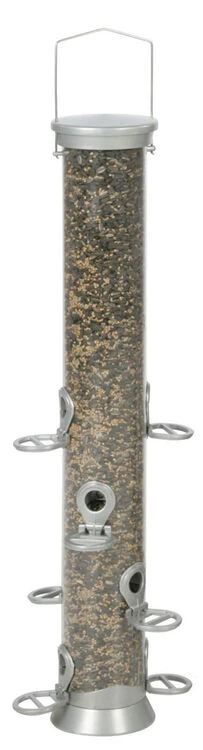C J Wildlife Conqueror Metal Seed Feeder Silver 8 Port Small 60cm