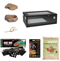 The Pet Express Corn Snake Starter Kit - Black Vivarium (24")