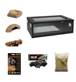 Royal Python/Ball Python Starter Kit Monkfield Black Vivarium (24")