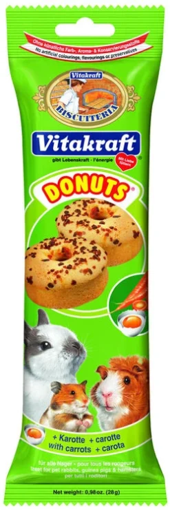 6 X Vitakraft Small Animal Donuts Carrot 28g