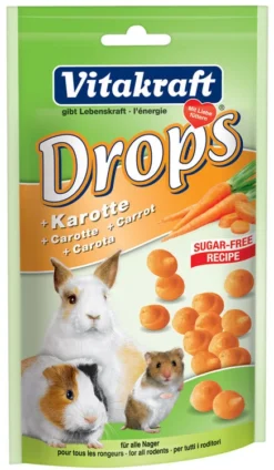 9 X Vitakraft Small Animal Sugar Free Carrot Drops 75g