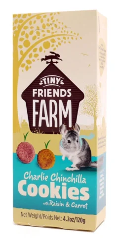 8 X Supreme Tiny Friends Farm Cookies Charlie Chinchilla With Raisin & Carrot 120g