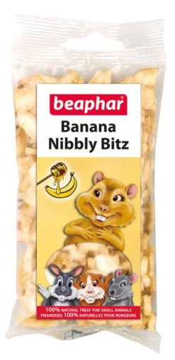 12 X Beaphar Small Animal Banana Nibbly Bitz Treats 50g