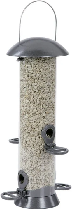 C J Wildlife Adventurer Metal Seed Feeder Gunmetal 4 Port Medium 40cm