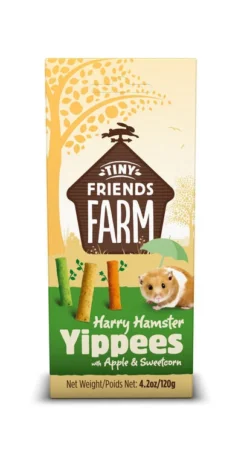 8 X Supreme Tiny Friends Farm Harry's Hamster Yippees With Apple & Sweetcorn 120g