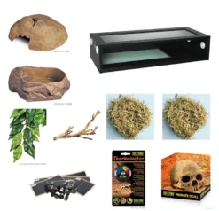 The Pet Express Corn Snake Starter Kit - Extra Large Black Vivarium (36")