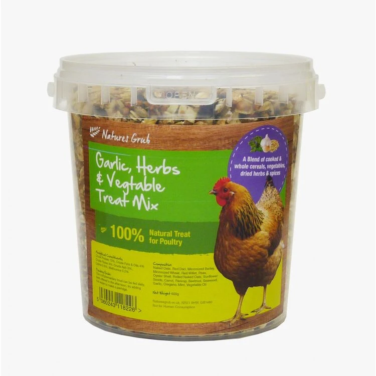 6 X Natures Grub Garlic Herbs And Vegetable Poultry Treat Mix 600g 1 6 X Natures Grub Garlic Herbs And Vegetable Poultry Treat Mix 600g