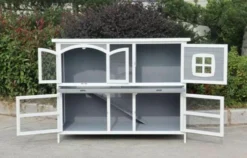 Harrisons Ravenglass Double Rabbit Hutch Soft Grey 150 X 60 X 116cm -PetNest Shop harry 32