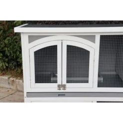 Harrisons Ravenglass Double Rabbit Hutch Soft Grey 150 X 60 X 116cm -PetNest Shop jobs 154045 263723 3