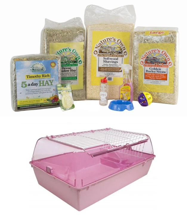 The Pet Express Guinea Pig Starter Kit With Cage Pink/Blue 2 The Pet Express Guinea Pig Starter Kit With Cage Pink/Blue - Image 2