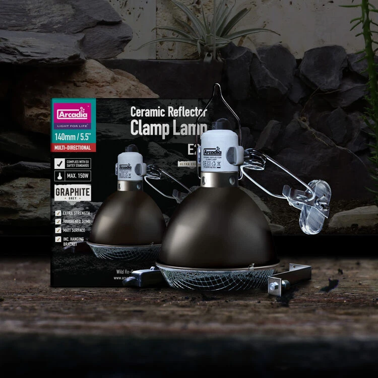 Arcadia Reflector Clamp Lamp With Ceramic Holder (E27) Graphite 2 Arcadia Reflector Clamp Lamp With Ceramic Holder (E27) Graphite - Image 2